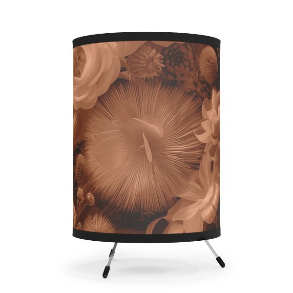 Lustrous Peach Fuzz Tone Baroque Floral 01 - Tripod Lamp with High-Res Printed Shade, USCA plug - Image 4