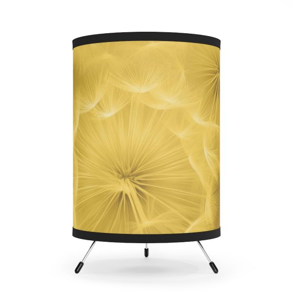 Dandelion Down Motif in Super Lemon Tone - Tripod Lamp with High-Res Printed Shade, USCA plug