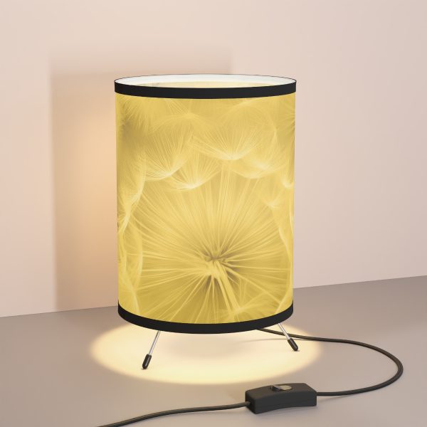 Dandelion Down Motif in Super Lemon Tone - Tripod Lamp with High-Res Printed Shade, USCA plug - Image 5