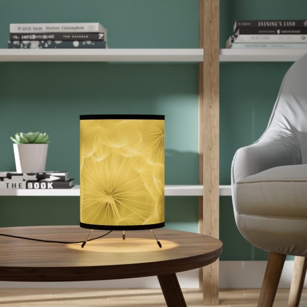 Dandelion Down Motif in Super Lemon Tone - Tripod Lamp with High-Res Printed Shade, USCA plug - Image 6