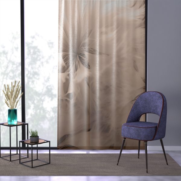 Soft Fantasy Feather Puffs in Peach Puree Tone - Single Panel Sheer Window Curtain (1 Piece) - Image 3