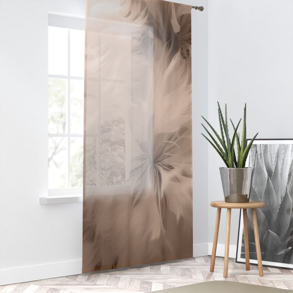 Soft Fantasy Feather Puffs in Peach Puree Tone - Right Side Sheer Window Curtain (1 Piece) - Image 2