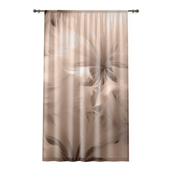 Soft Fantasy Feather Puffs in Peach Puree Tone - Left Side Sheer Window Curtain (1 Piece)