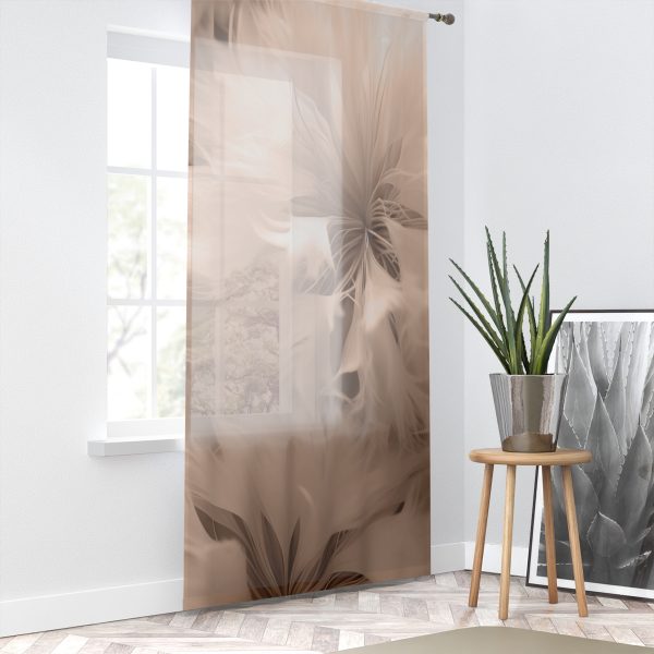 Soft Fantasy Feather Puffs in Peach Puree Tone - Left Side Sheer Window Curtain (1 Piece) - Image 2