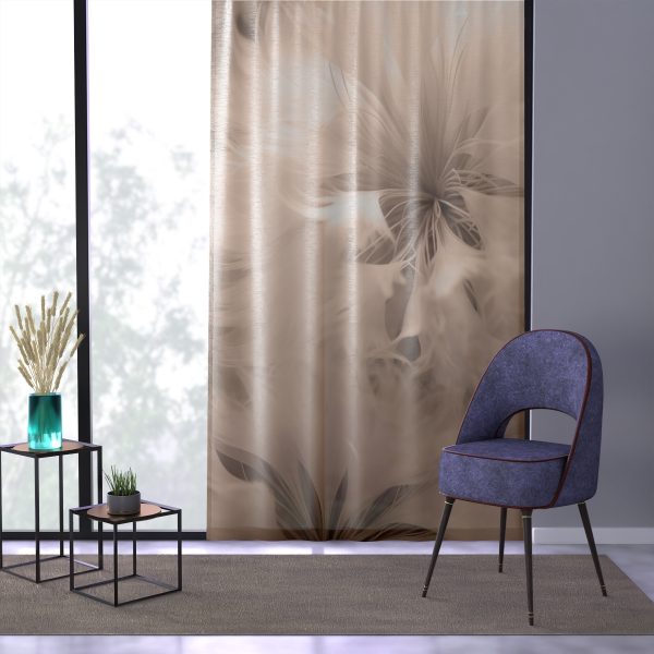 Soft Fantasy Feather Puffs in Peach Puree Tone - Left Side Sheer Window Curtain (1 Piece) - Image 3