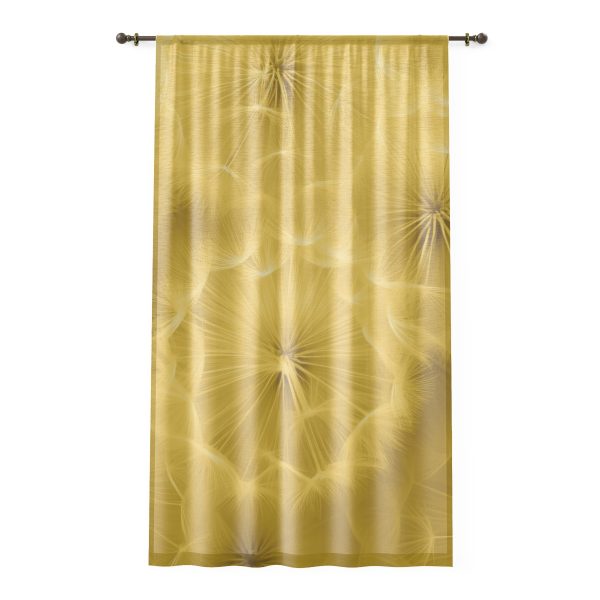 Dandelion Down Motif in Super Lemon Tone - Single Panel Sheer Window Curtain (1 Piece)