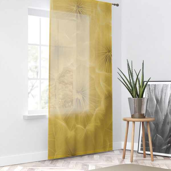 Dandelion Down Motif in Super Lemon Tone - Single Panel Sheer Window Curtain (1 Piece) - Image 2