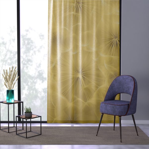 Dandelion Down Motif in Super Lemon Tone - Single Panel Sheer Window Curtain (1 Piece) - Image 3