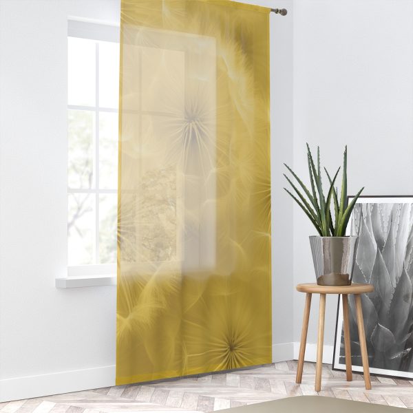 Dandelion Down Motif in Super Lemon Tone - Right Side Sheer Window Curtain (1 Piece) - Image 2