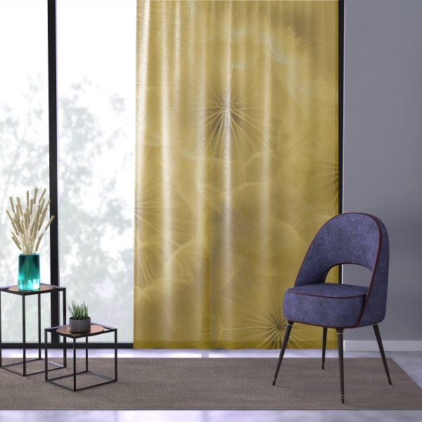 Dandelion Down Motif in Super Lemon Tone - Right Side Sheer Window Curtain (1 Piece) - Image 3