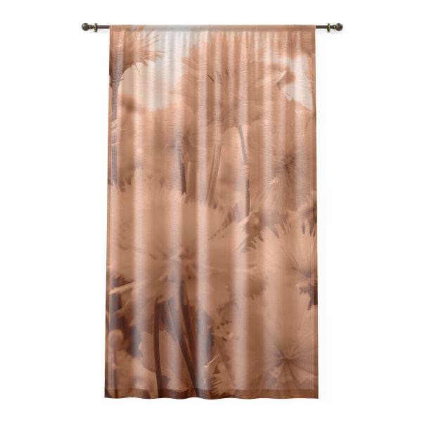 Fuzzy Dandelion Fantasy in Peach Fuzz Tone - Single Panel Sheer Window Curtain (1 Piece)