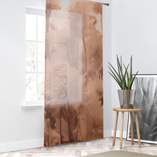 Fuzzy Dandelion Fantasy in Peach Fuzz Tone - Single Panel Sheer Window Curtain (1 Piece) - Image 2