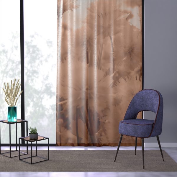 Fuzzy Dandelion Fantasy in Peach Fuzz Tone - Single Panel Sheer Window Curtain (1 Piece) - Image 3