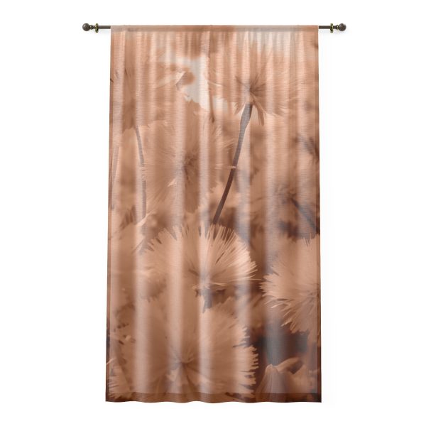 Fuzzy Dandelion Fantasy in Peach Fuzz Tone - Right Side Sheer Window Curtain (1 Piece)