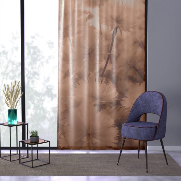 Fuzzy Dandelion Fantasy in Peach Fuzz Tone - Right Side Sheer Window Curtain (1 Piece) - Image 3