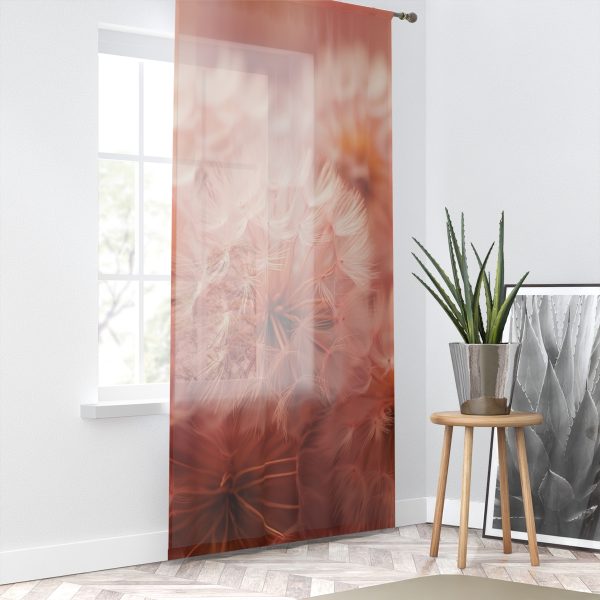 Lovely Fuzzy Fluff in Peach 02 - Single Panel Sheer Window Curtain (1 Piece) - Image 2