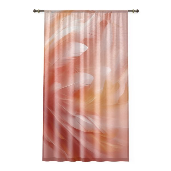 Lovely Fuzzy Feathers in Peach 02 - Single Panel Sheer Window Curtain (1 Piece)