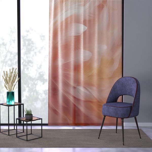 Lovely Fuzzy Feathers in Peach 02 - Single Panel Sheer Window Curtain (1 Piece) - Image 3