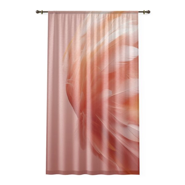 Lovely Fuzzy Feathers in Peach 02 - Left Side Sheer Window Curtain (1 Piece)