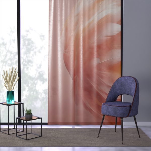 Lovely Fuzzy Feathers in Peach 02 - Left Side Sheer Window Curtain (1 Piece) - Image 3