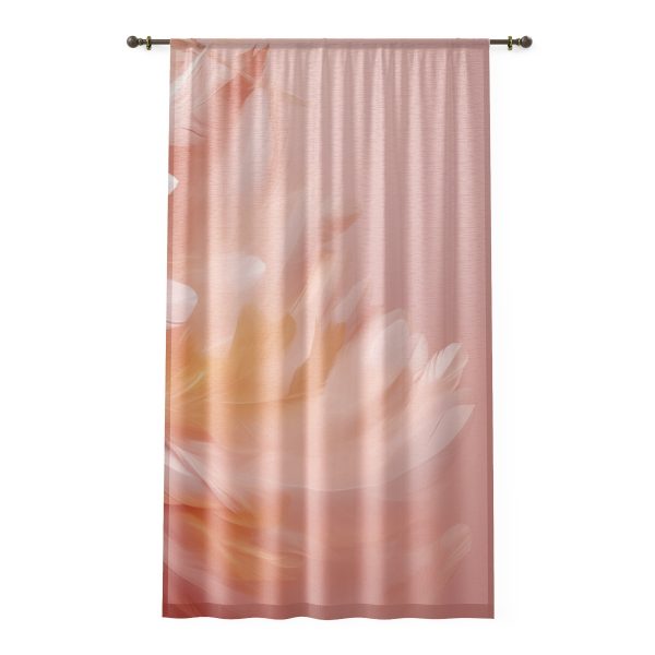 Lovely Fuzzy Feathers in Peach 02 - Right Side Sheer Window Curtain (1 Piece)