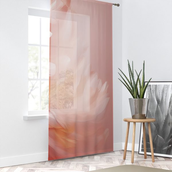 Lovely Fuzzy Feathers in Peach 02 - Right Side Sheer Window Curtain (1 Piece) - Image 2