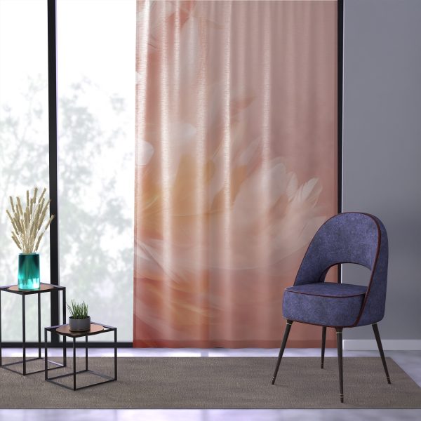 Lovely Fuzzy Feathers in Peach 02 - Right Side Sheer Window Curtain (1 Piece) - Image 3