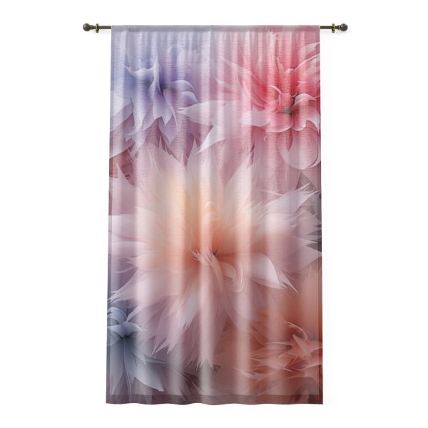 Pastel Palette Fantasy Feather Puffs - Single Panel Sheer Window Curtain (1 Piece)