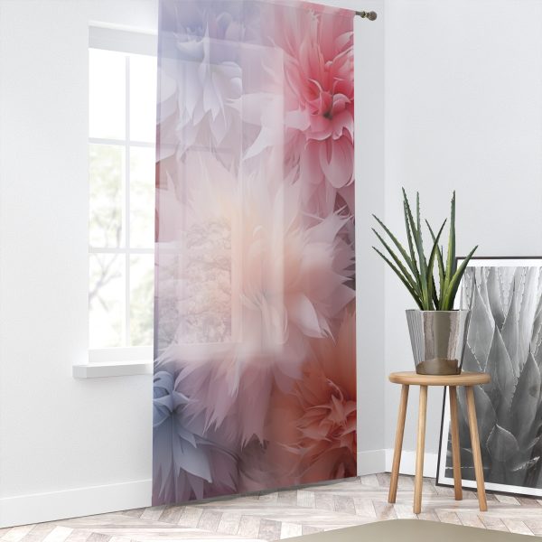 Pastel Palette Fantasy Feather Puffs - Single Panel Sheer Window Curtain (1 Piece) - Image 2