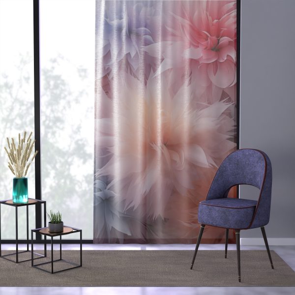 Pastel Palette Fantasy Feather Puffs - Single Panel Sheer Window Curtain (1 Piece) - Image 3