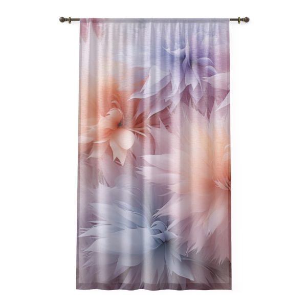 Pastel Palette Fantasy Feather Puffs - Left Side Sheer Window Curtain (1 Piece)