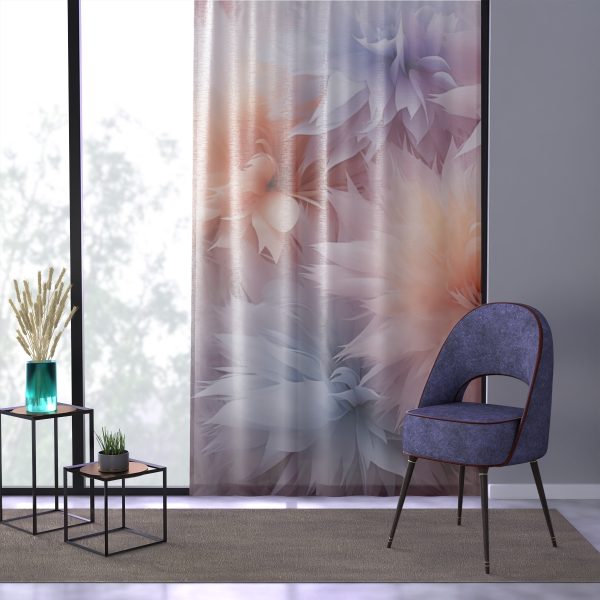 Pastel Palette Fantasy Feather Puffs - Left Side Sheer Window Curtain (1 Piece) - Image 3