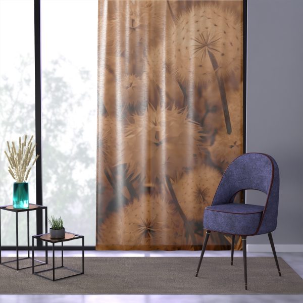 Dandelion Dream in Sunkissed Peach - Single Panel Sheer Window Curtain (1 Piece) - Image 3