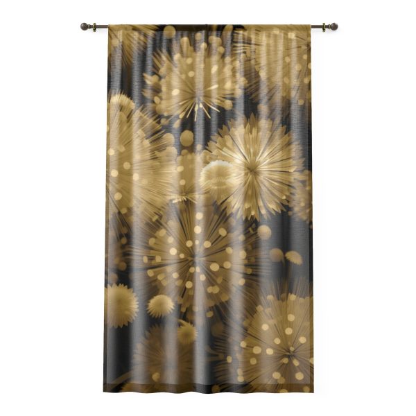 Fine and Dandy Motif in Sauterne Tone - Right Side Sheer Window Curtain (1 Piece)