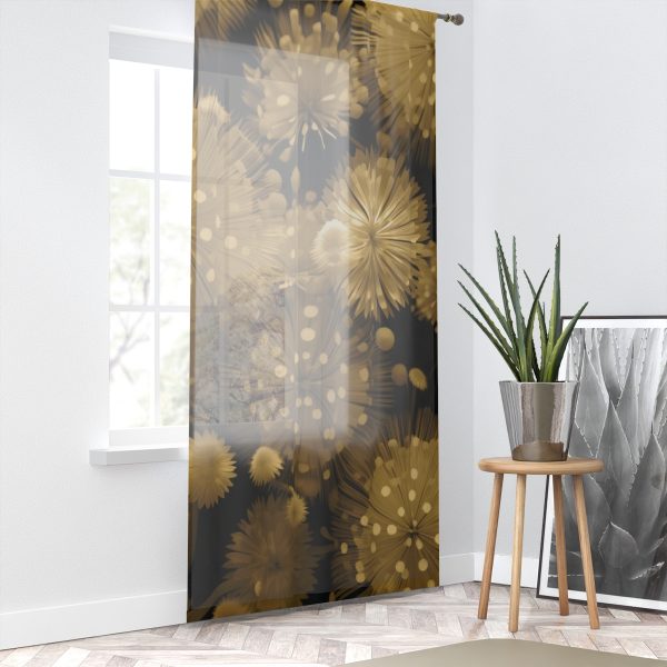 Fine and Dandy Motif in Sauterne Tone - Right Side Sheer Window Curtain (1 Piece) - Image 2