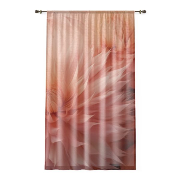 Lovely Fuzzy Buds in Peach 01 - Single Panel Sheer Window Curtain (1 Piece)