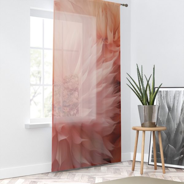 Lovely Fuzzy Buds in Peach 01 - Single Panel Sheer Window Curtain (1 Piece) - Image 2