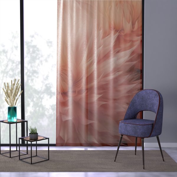 Lovely Fuzzy Buds in Peach 01 - Single Panel Sheer Window Curtain (1 Piece) - Image 3