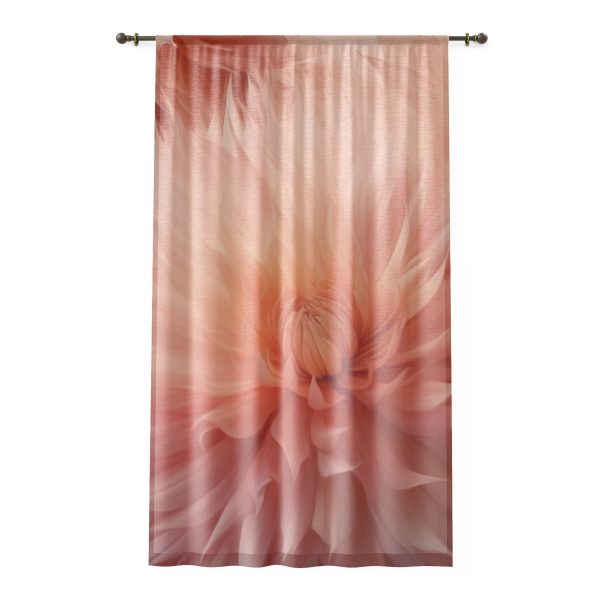 Lovely Fuzzy Buds in Peach 01 - Left Side Sheer Window Curtain (1 Piece)