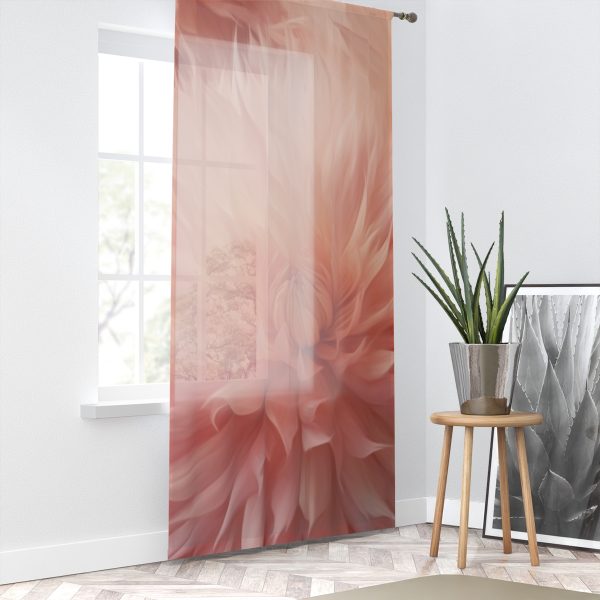 Lovely Fuzzy Buds in Peach 01 - Left Side Sheer Window Curtain (1 Piece) - Image 2