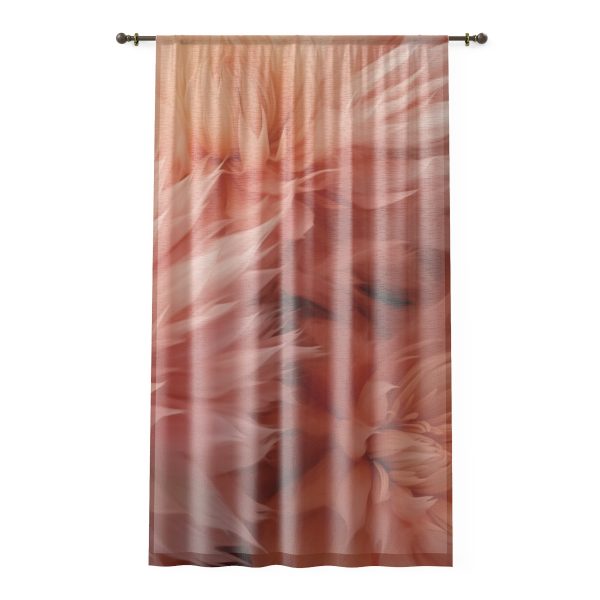 Lovely Fuzzy Buds in Peach 01 - Right Side Sheer Window Curtain (1 Piece)