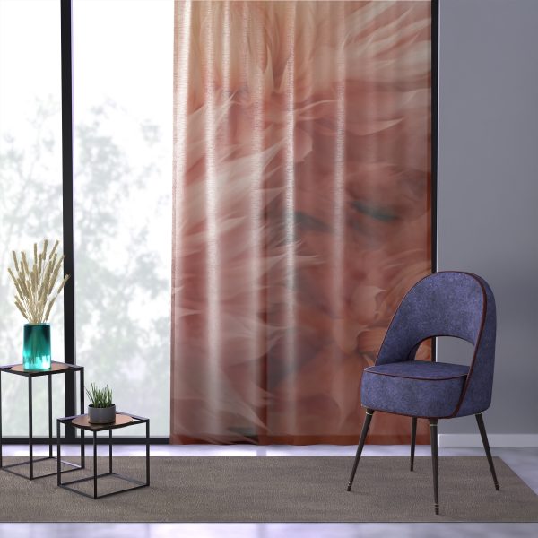 Lovely Fuzzy Buds in Peach 01 - Right Side Sheer Window Curtain (1 Piece) - Image 3