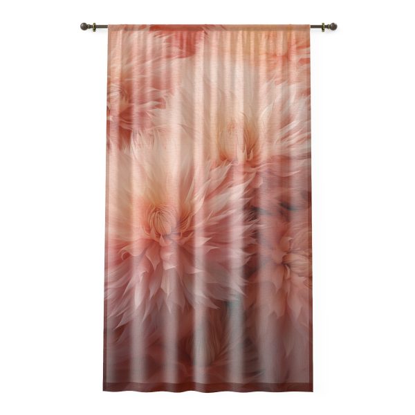 Lovely Fuzzy Buds in Peach 02 - Single Panel Sheer Window Curtain (1 Piece)