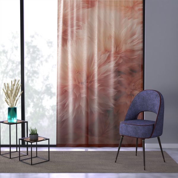 Lovely Fuzzy Buds in Peach 02 - Single Panel Sheer Window Curtain (1 Piece) - Image 3