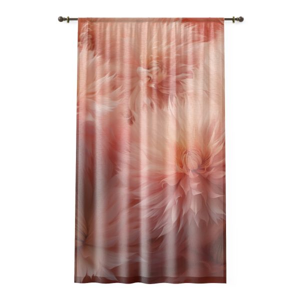 Lovely Fuzzy Buds in Peach 02 - Left Side Sheer Window Curtain (1 Piece)