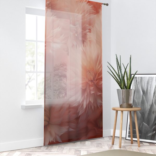 Lovely Fuzzy Buds in Peach 02 - Left Side Sheer Window Curtain (1 Piece) - Image 2