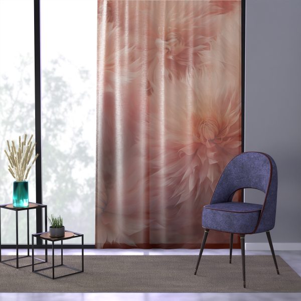 Lovely Fuzzy Buds in Peach 02 - Left Side Sheer Window Curtain (1 Piece) - Image 3