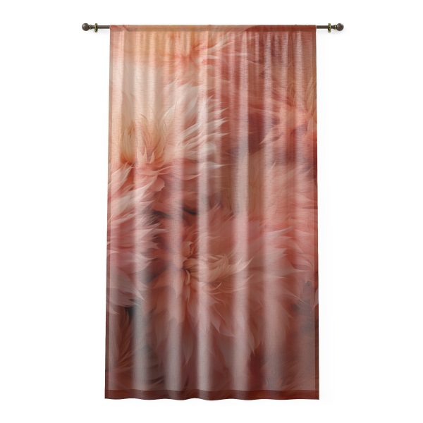 Lovely Fuzzy Buds in Peach 02 - Right Side Sheer Window Curtain (1 Piece)