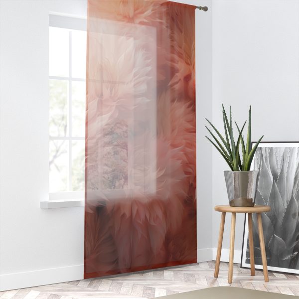 Lovely Fuzzy Buds in Peach 02 - Right Side Sheer Window Curtain (1 Piece) - Image 2