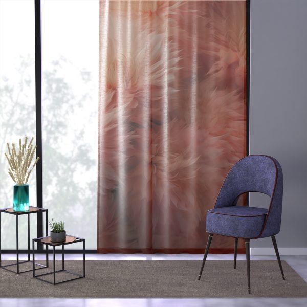 Lovely Fuzzy Buds in Peach 02 - Right Side Sheer Window Curtain (1 Piece) - Image 3